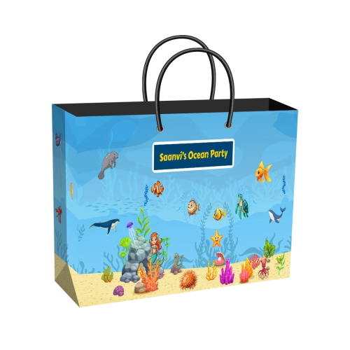 Under the Sea Theme Party Supplies | Wide Return Gift Bag | Personalized or Plain Birthday Favor Bag